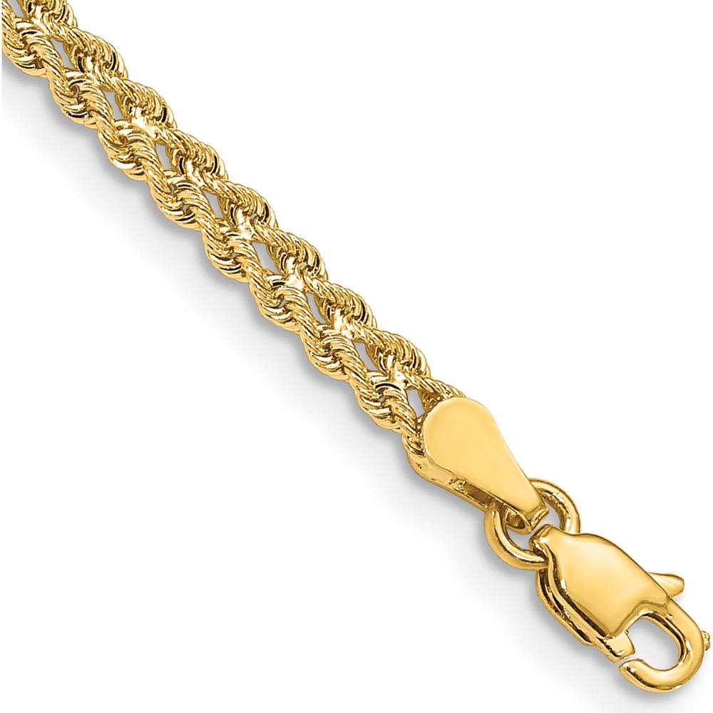14K Yellow Gold 3.0mm Double Strand Rope Children's Bracelet with Lobster Clasp - 6" Length