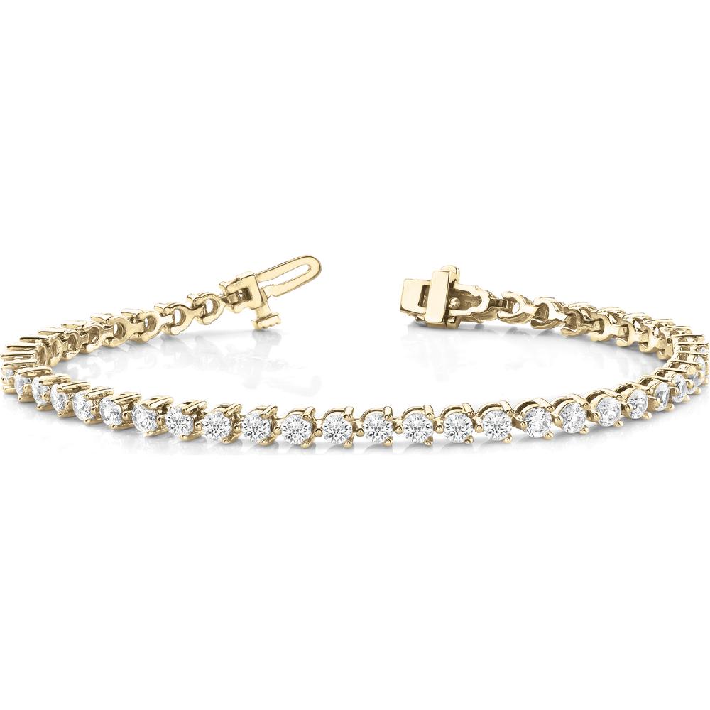 14K Yellow Gold 3 1/4 Carat Lab Diamond In-Line Prong Set Tennis Bracelet by Robinson's Jewelers