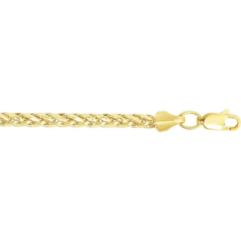 14K Yellow Gold 3.15mm Diamond Cut Lite Round Wheat Chain - 20" by Orozza Fine Jewelry
