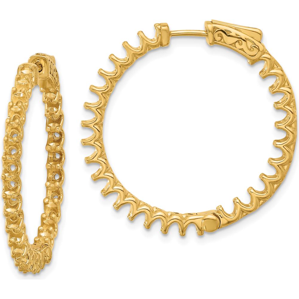 14K Yellow Gold 3.2 Carat In/Out Hoop Earrings with Safety Clasp by Oro Pregiato
