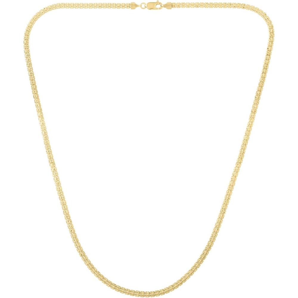 14K Yellow Gold 3.3mm Diamond-Cut Fancy Ice Chain Necklace - 18" by Orozza Fine Jewelry
