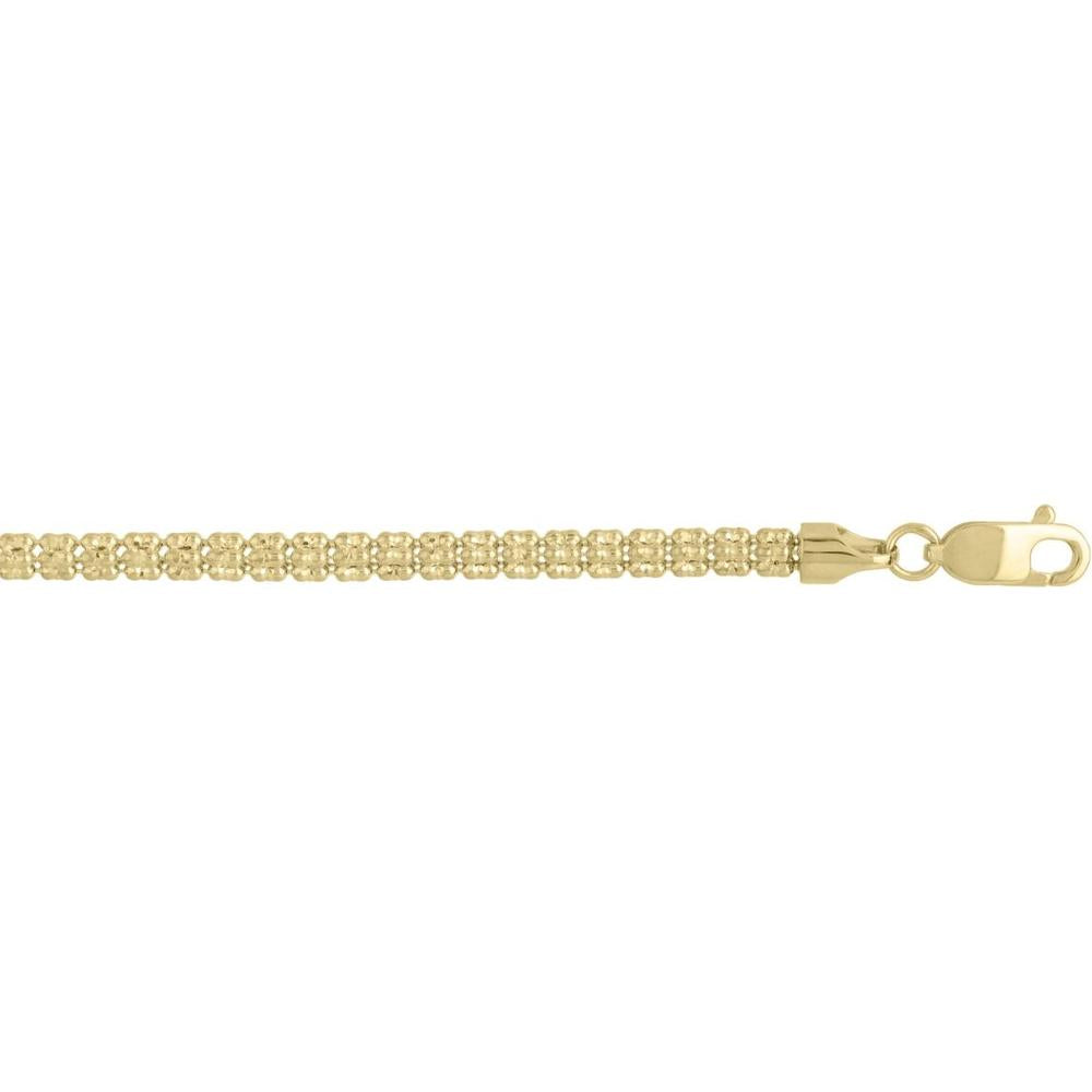 14K Yellow Gold 3.3mm Diamond-Cut Fancy Ice Chain Necklace - 18" by Orozza Fine Jewelry