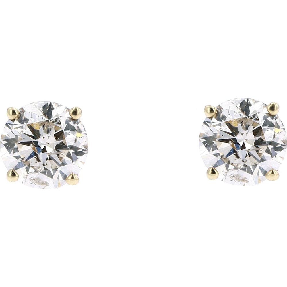 14K Yellow Gold 3/4 Carat Diamond Stud Earrings - Friction Back Setting