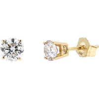 14K Yellow Gold 3/4 Carat Diamond Stud Earrings - Friction Back Setting