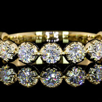 14K Yellow Gold 3/4 Eternity Band with 11 Prong-Set Round Lab-Grown Diamonds - 0.89 Carat Total Weight, E-F VS Quality - Covaloro Fine Jewelry