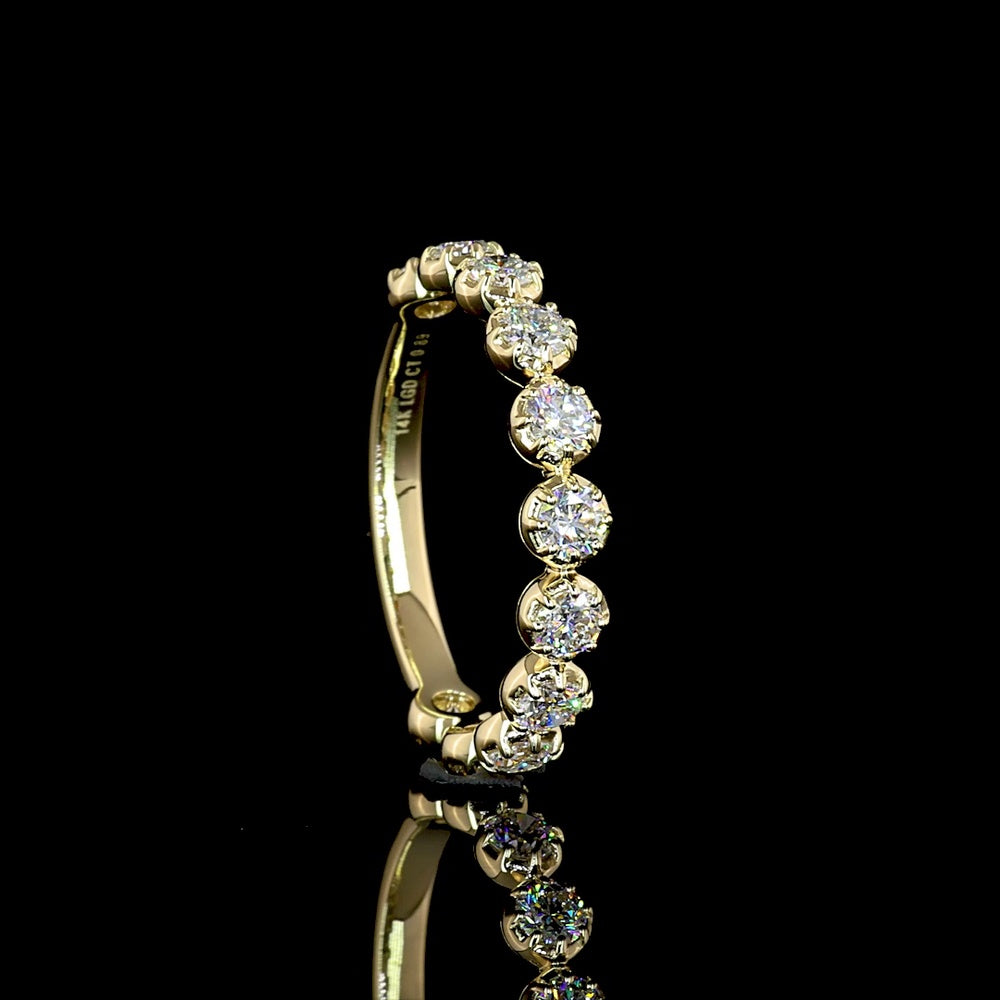 14K Yellow Gold 3/4 Eternity Band with 11 Prong-Set Round Lab-Grown Diamonds - 0.89 Carat Total Weight, E-F VS Quality - Covaloro Fine Jewelry