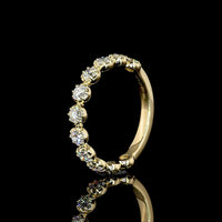 14K Yellow Gold 3/4 Eternity Band with 11 Prong-Set Round Lab-Grown Diamonds - 0.89 Carat Total Weight, E-F VS Quality - Covaloro Fine Jewelry