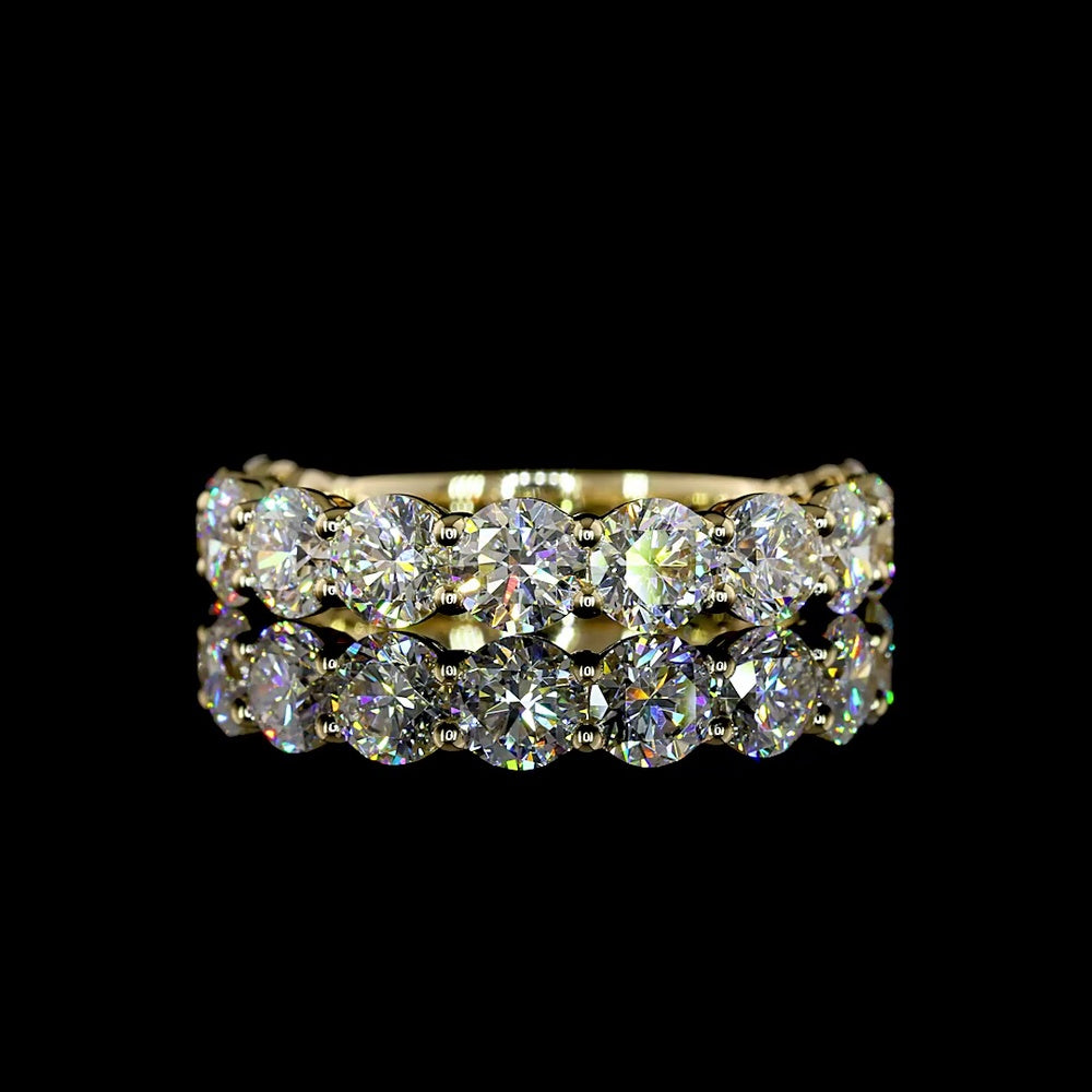 14K Yellow Gold 3/4 Eternity Band with 11 Round Brilliant Natural Diamonds - 3.23 Carat Total Diamond Weight, E-F Color VS+ Clarity - Covaloro Fine Jewelry