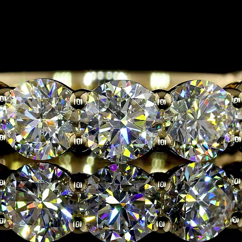 14K Yellow Gold 3/4 Eternity Band with 11 Round Brilliant Natural Diamonds - 3.23 Carat Total Diamond Weight, E-F Color VS+ Clarity - Covaloro Fine Jewelry
