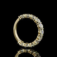 14K Yellow Gold 3/4 Eternity Band with 11 Round Brilliant Natural Diamonds - 3.23 Carat Total Diamond Weight, E-F Color VS+ Clarity - Covaloro Fine Jewelry