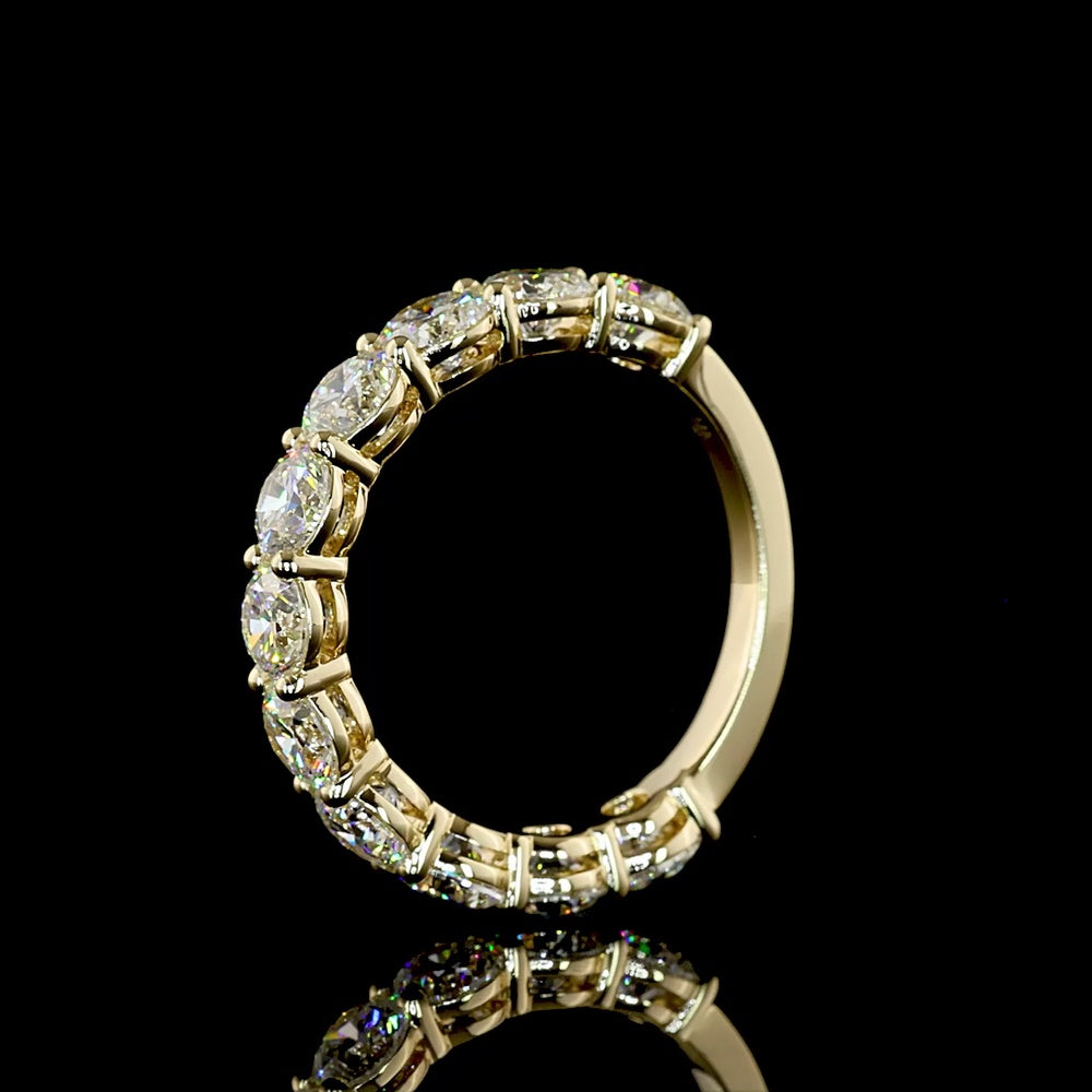 14K Yellow Gold 3/4 Eternity Band with 11 Round Brilliant Natural Diamonds - 3.23 Carat Total Diamond Weight, E-F Color VS+ Clarity - Covaloro Fine Jewelry