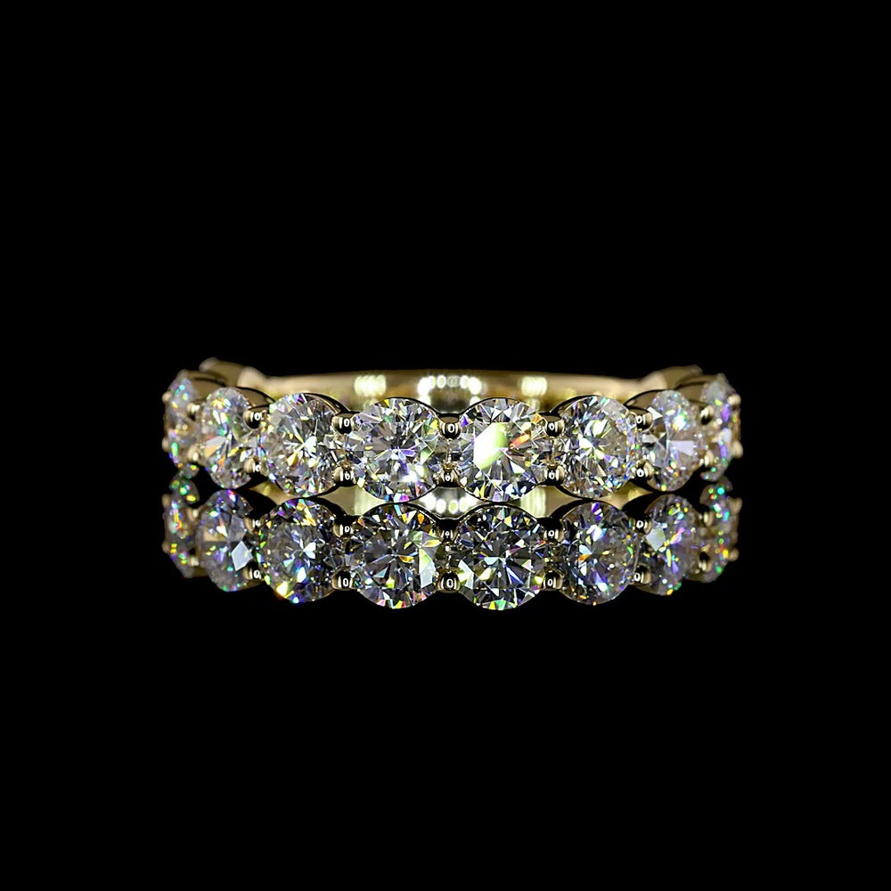 14K Yellow Gold 3/4 Eternity Band with 12 Prong Set Round Brilliant Lab Diamonds - 1.80 Carat Total Weight - Covaloro Fine Jewelry