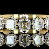 14K Yellow Gold 3/4 Eternity Band with 13 Asscher Cut Lab Diamonds - 1.97 Carat Total Weight, E-F Color, VS Clarity - Covaloro Fine Jewelry