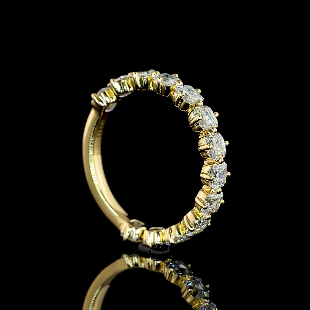 14K Yellow Gold 3/4 Eternity Band with 13 Asscher Cut Lab Diamonds - 1.97 Carat Total Weight, E-F Color, VS Clarity - Covaloro Fine Jewelry