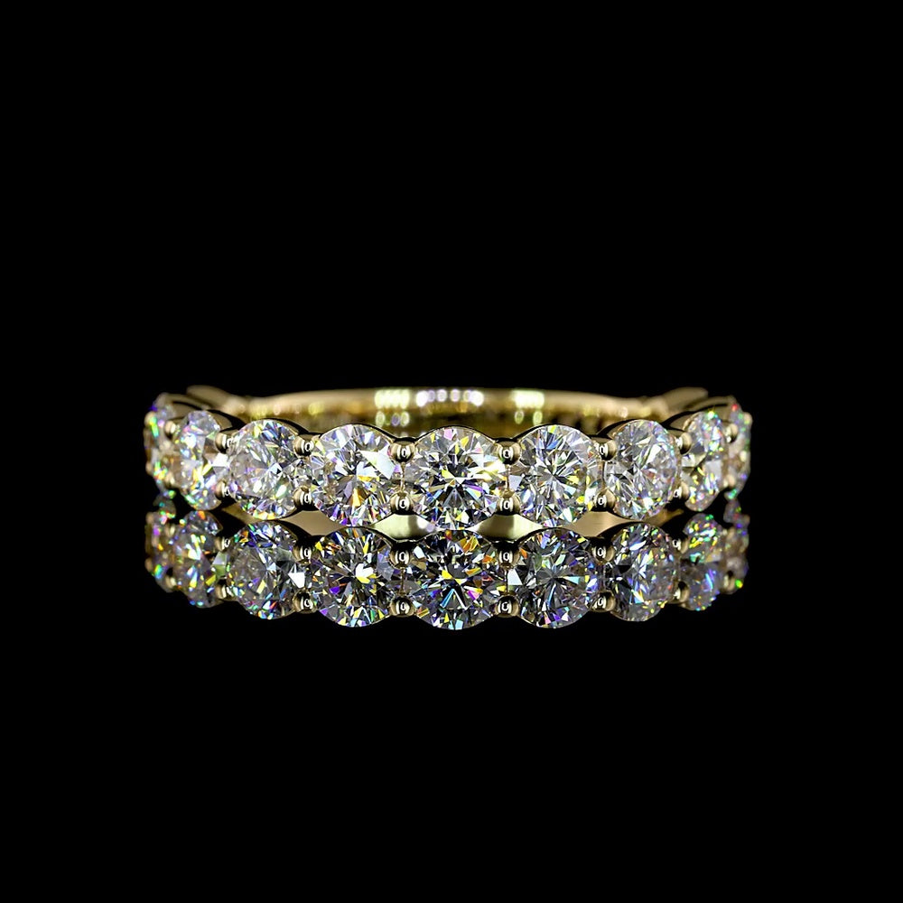 14K Yellow Gold 3/4 Eternity Band with 13 Round Brilliant Cut Lab Diamonds - 1.83 Carat Total Diamond Weight, E-F Color, VS Clarity - Covaloro Fine Jewelry