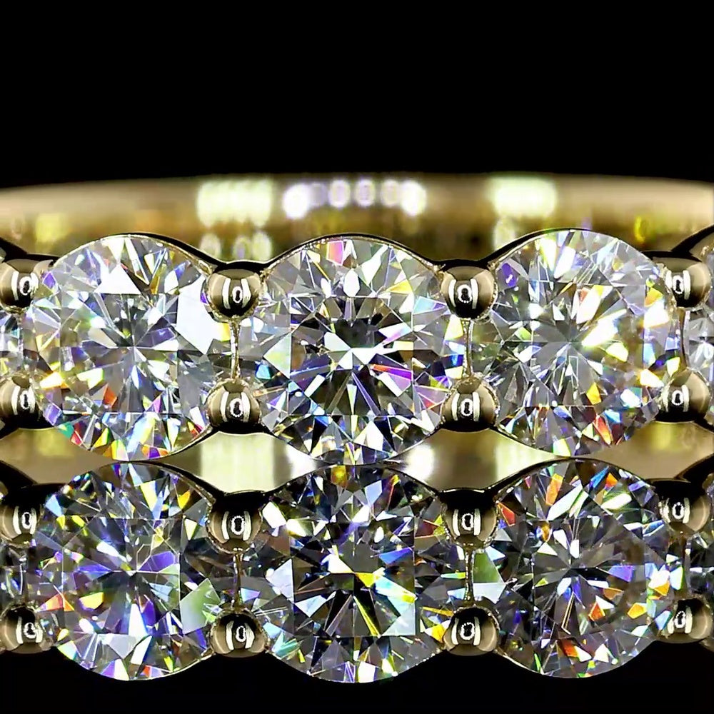 14K Yellow Gold 3/4 Eternity Band with 13 Round Brilliant Cut Lab Diamonds - 1.83 Carat Total Diamond Weight, E-F Color, VS Clarity - Covaloro Fine Jewelry
