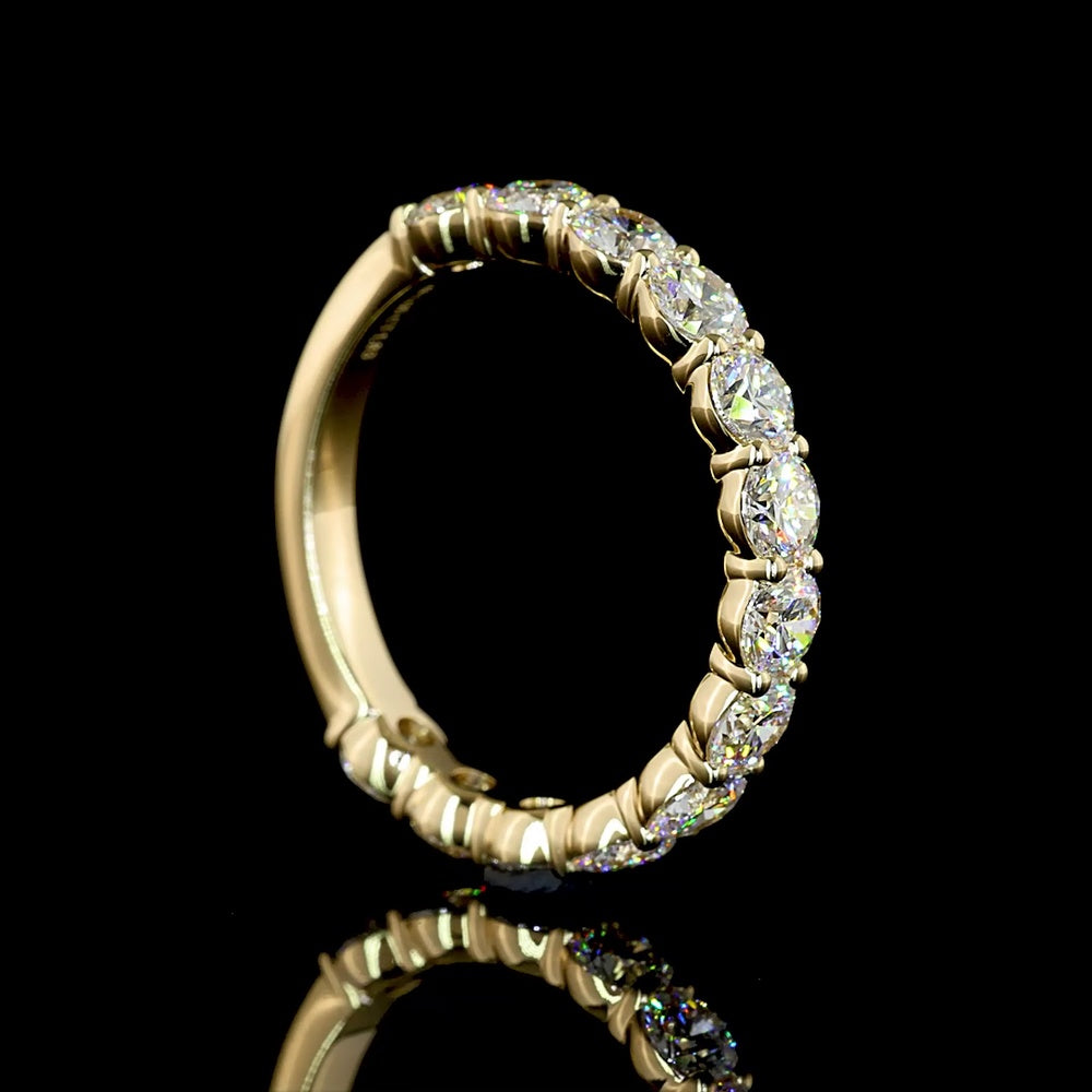 14K Yellow Gold 3/4 Eternity Band with 13 Round Brilliant Cut Lab Diamonds - 1.83 Carat Total Diamond Weight, E-F Color, VS Clarity - Covaloro Fine Jewelry