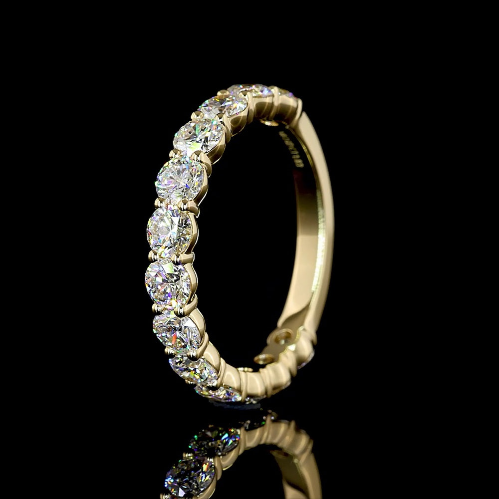 14K Yellow Gold 3/4 Eternity Band with 13 Round Brilliant Cut Lab Diamonds - 1.83 Carat Total Diamond Weight, E-F Color, VS Clarity - Covaloro Fine Jewelry