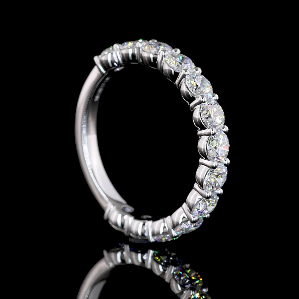 14K Yellow Gold 3/4 Eternity Band with 13 Round Brilliant Cut Lab Diamonds - 1.93 Carats Total Diamond Weight - Covaloro Fine Jewelry