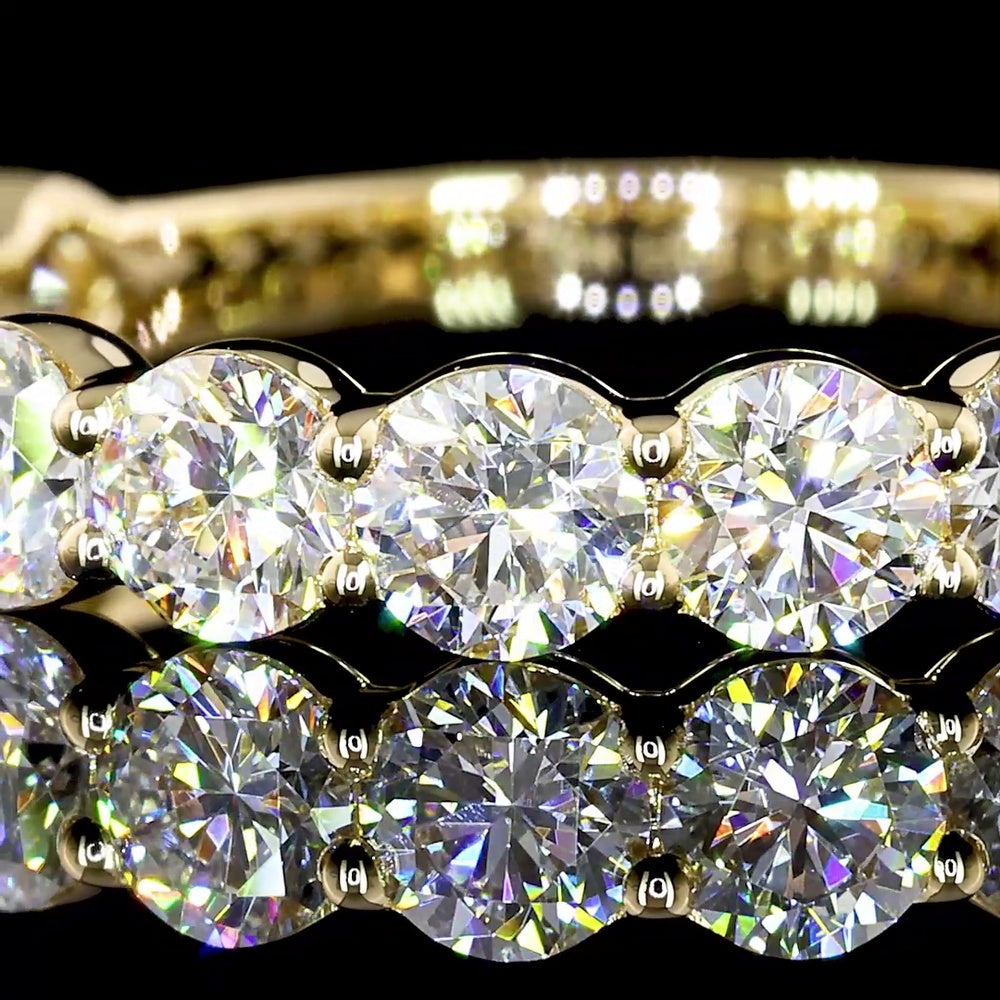 14K Yellow Gold 3/4 Eternity Band with 13 Round Brilliant Cut Lab Diamonds - 1.95 Carats Total Diamond Weight - Covaloro Fine Jewelry
