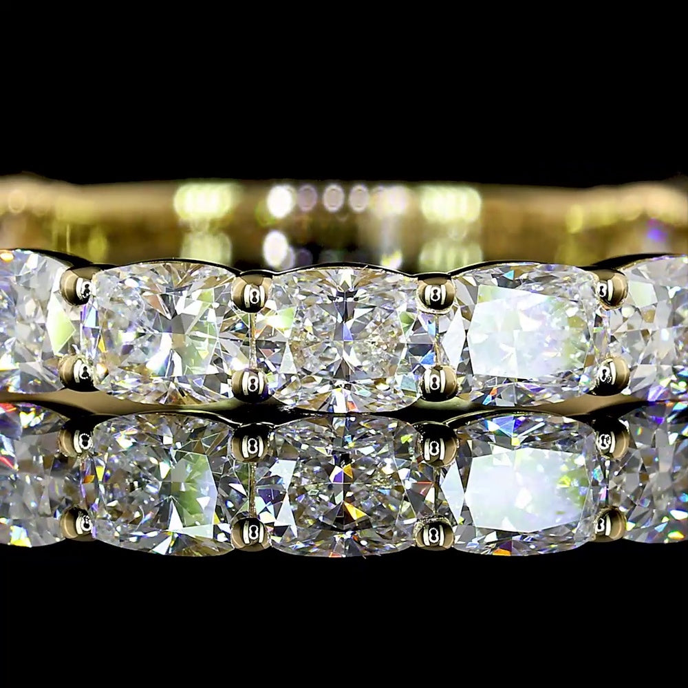 14K Yellow Gold 3/4 Eternity Band with 15 Cushion Brilliant Cut Lab Diamonds - E-F Color VS Clarity - 1.64 Carat Total Diamond Weight - Covaloro Fine Jewelry