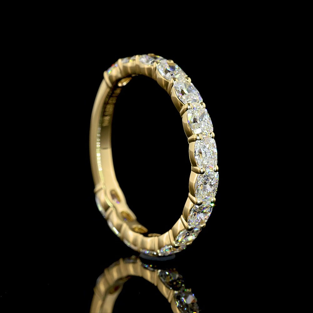 14K Yellow Gold 3/4 Eternity Band with 15 Cushion Brilliant Cut Lab Diamonds - E-F Color VS Clarity - 1.64 Carat Total Diamond Weight - Covaloro Fine Jewelry