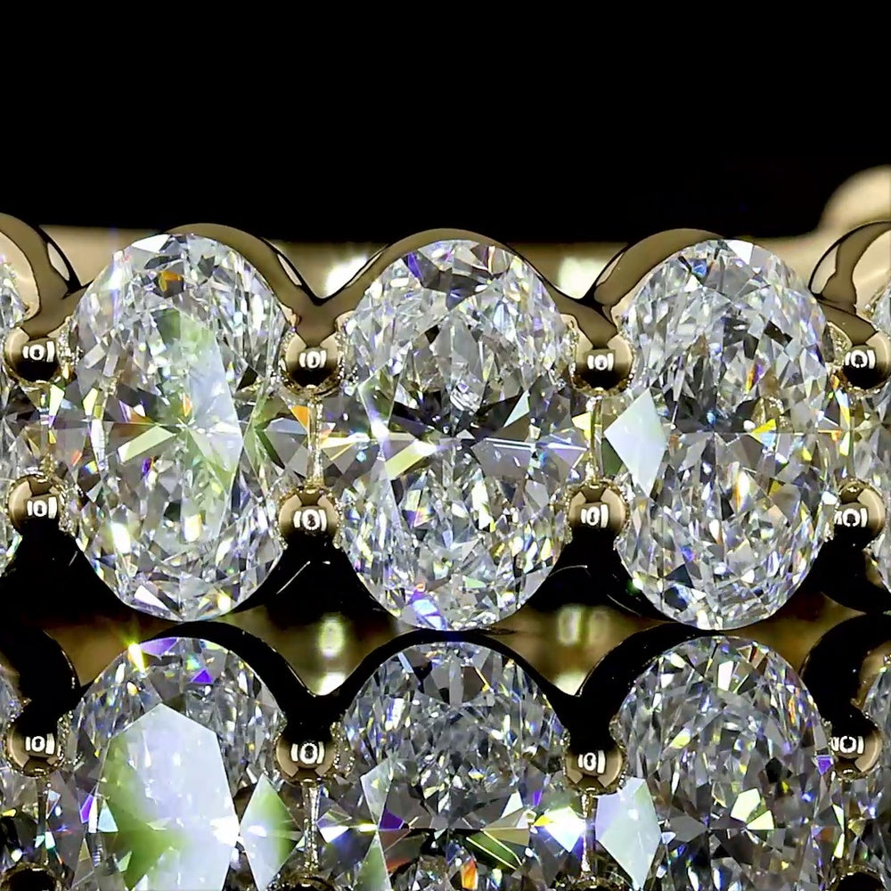 14K Yellow Gold 3/4 Eternity Band with 15 Oval Cut Lab Diamonds - 3.03 Carats Total Diamond Weight - Covaloro Fine Jewelry
