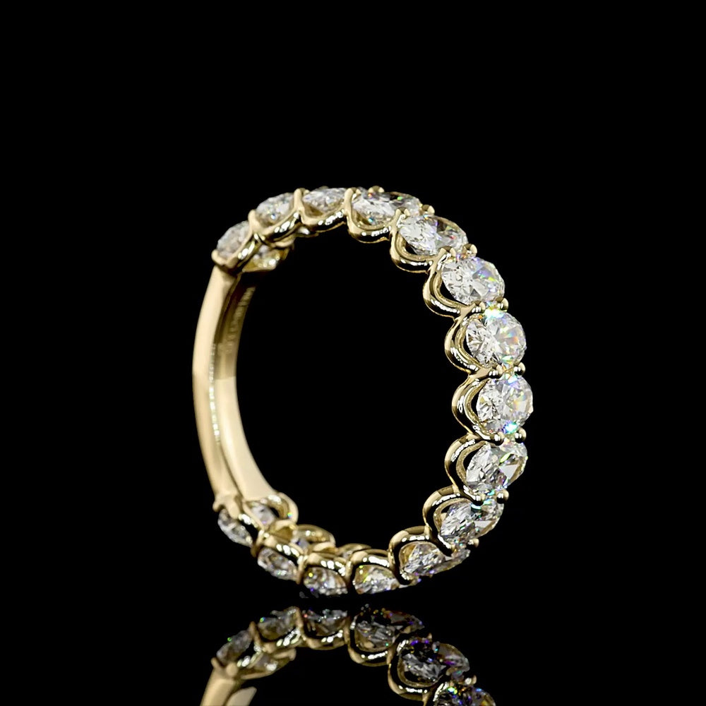 14K Yellow Gold 3/4 Eternity Band with 15 Oval Cut Lab Diamonds - 3.03 Carats Total Diamond Weight - Covaloro Fine Jewelry