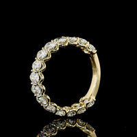 14K Yellow Gold 3/4 Eternity Band with 15 Oval Cut Lab Diamonds - 3.03 Carats Total Diamond Weight - Covaloro Fine Jewelry