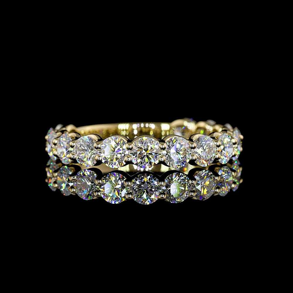 14K Yellow Gold 3/4 Eternity Band with 15 Round Brilliant Cut Lab Diamonds - 1.97 Carats Total Diamond Weight - Covaloro Fine Jewelry