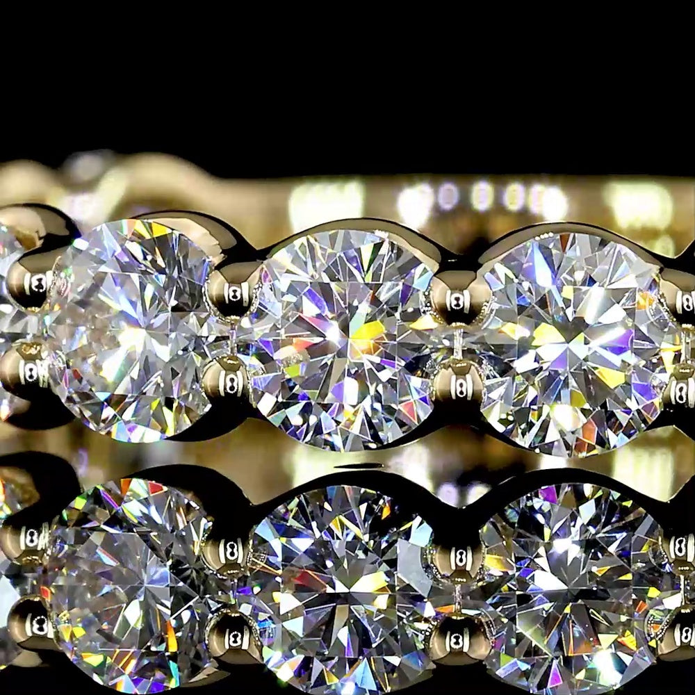 14K Yellow Gold 3/4 Eternity Band with 15 Round Brilliant Cut Lab Diamonds - 1.97 Carats Total Diamond Weight - Covaloro Fine Jewelry