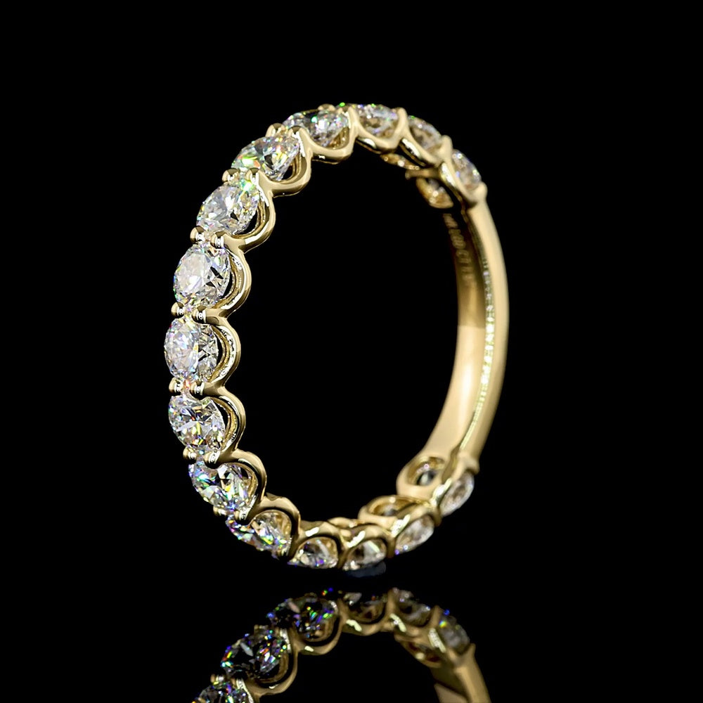 14K Yellow Gold 3/4 Eternity Band with 15 Round Brilliant Cut Lab Diamonds - 1.97 Carats Total Diamond Weight - Covaloro Fine Jewelry