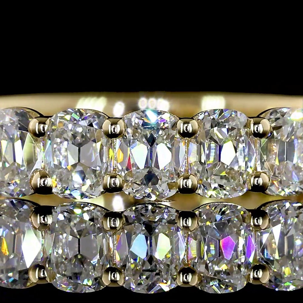 14K Yellow Gold 3/4 Eternity Band with 17 Antique Cushion Cut Lab Diamonds - 1.88 Carats Total Diamond Weight - Covaloro Fine Jewelry