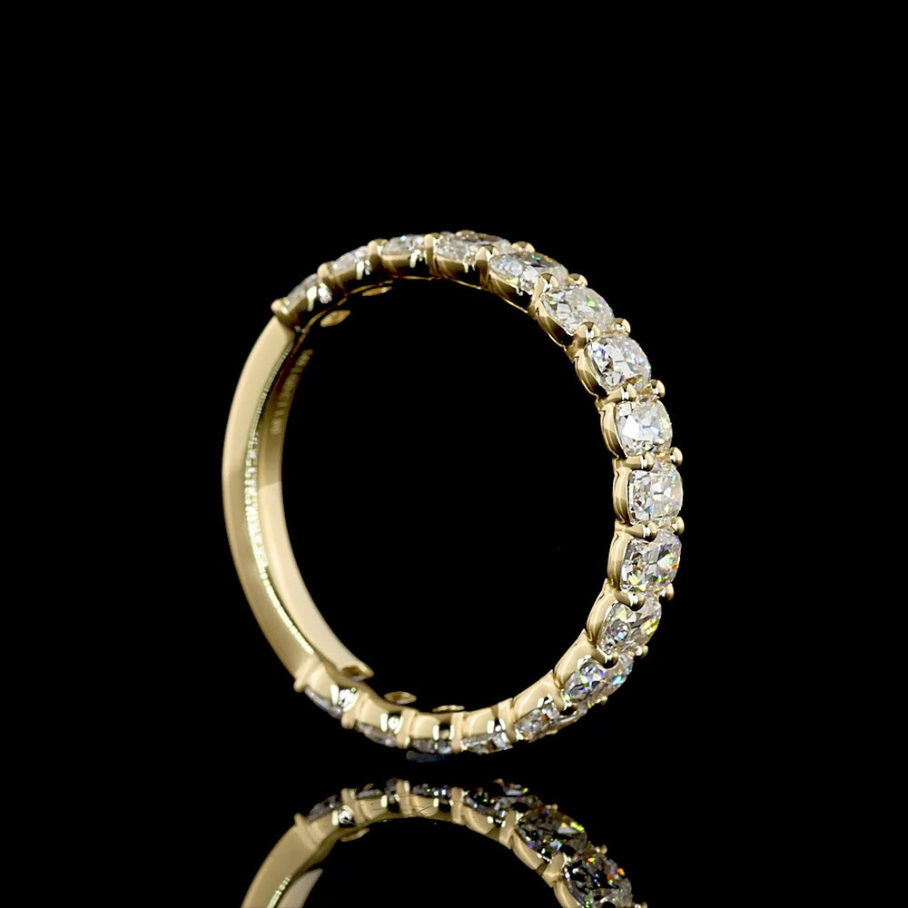 14K Yellow Gold 3/4 Eternity Band with 17 Antique Cushion Cut Lab Diamonds - 1.88 Carats Total Diamond Weight - Covaloro Fine Jewelry