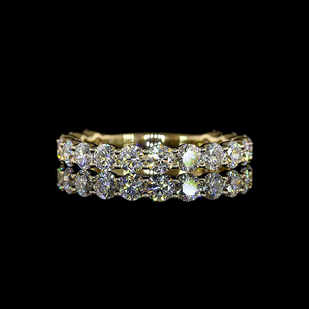 14K Yellow Gold 3/4 Eternity Band with 17 Round Brilliant Cut Lab Diamonds - 1.40 Carat Total Weight, E-F Color, VS1 Clarity - Covaloro Fine Jewelry