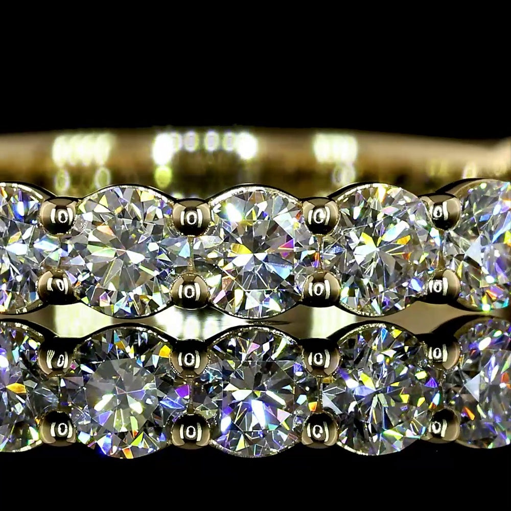 14K Yellow Gold 3/4 Eternity Band with 17 Round Brilliant Cut Natural Diamonds - 1.15 Carats Total Diamond Weight - Covaloro Fine Jewelry