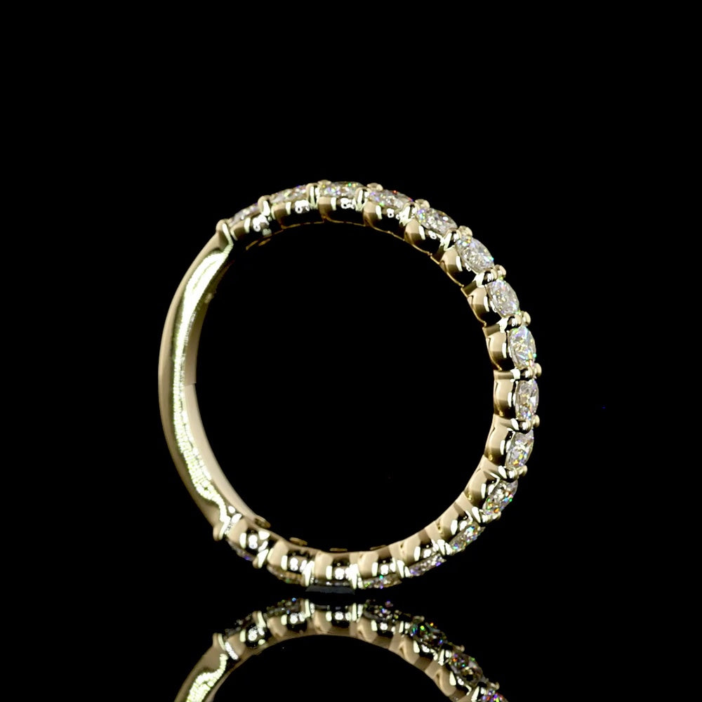 14K Yellow Gold 3/4 Eternity Band with 17 Round Brilliant Cut Natural Diamonds - 1.15 Carats Total Diamond Weight - Covaloro Fine Jewelry