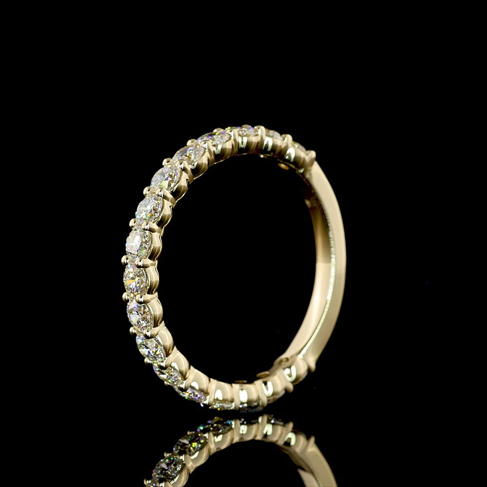 14K Yellow Gold 3/4 Eternity Band with 17 Round Brilliant Cut Natural Diamonds - 1.15 Carats Total Diamond Weight - Covaloro Fine Jewelry