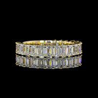 14K Yellow Gold 3/4 Eternity Band with 19 North-South Set Emerald Cut Lab Diamonds - 2.09 Carat Total Weight, E-F VS2 Clarity - Covaloro Fine Jewelry