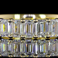 14K Yellow Gold 3/4 Eternity Band with 19 North-South Set Emerald Cut Lab Diamonds - 2.09 Carat Total Weight, E-F VS2 Clarity - Covaloro Fine Jewelry