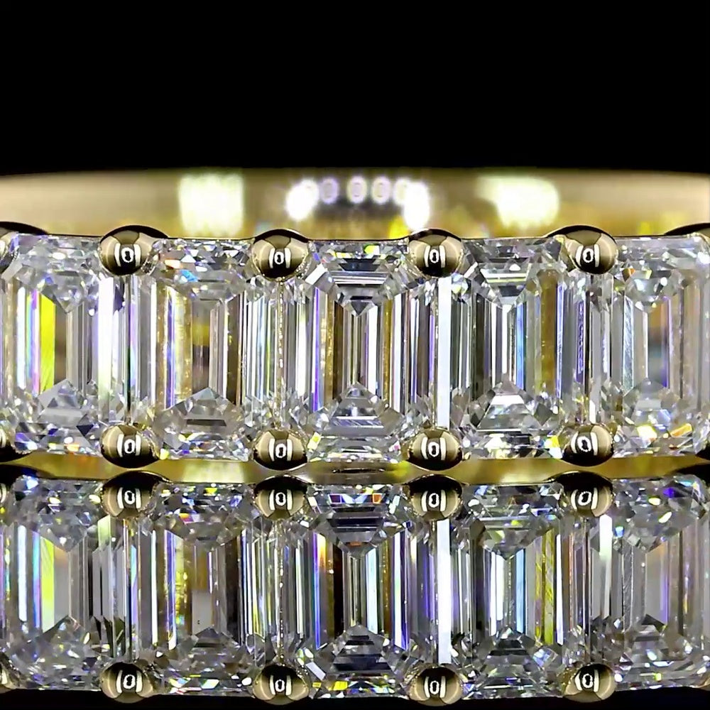 14K Yellow Gold 3/4 Eternity Band with 19 North-South Set Emerald Cut Lab Diamonds - 2.09 Carat Total Weight, E-F VS2 Clarity - Covaloro Fine Jewelry