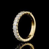 14K Yellow Gold 3/4 Eternity Band with 19 North-South Set Emerald Cut Lab Diamonds - 2.09 Carat Total Weight, E-F VS2 Clarity - Covaloro Fine Jewelry