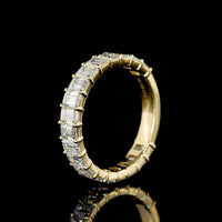 14K Yellow Gold 3/4 Eternity Band with 19 Prong Set Emerald Cut Lab Diamonds - 2.58 Carats Total Diamond Weight - Covaloro Fine Jewelry