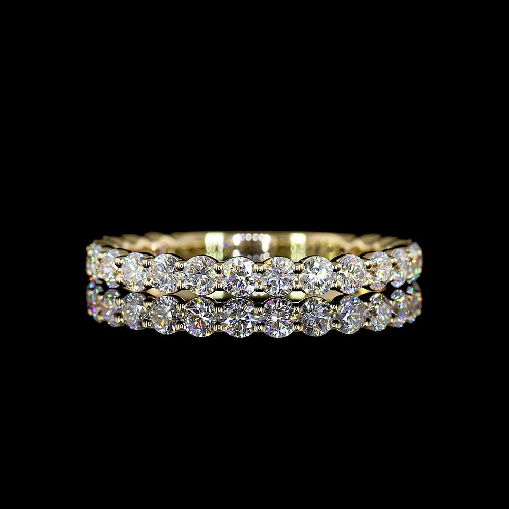 14K Yellow Gold 3/4 Eternity Band with 21 Prong-Set Round Lab Diamonds - 0.84 Total Carat Weight - Covaloro Fine Jewelry