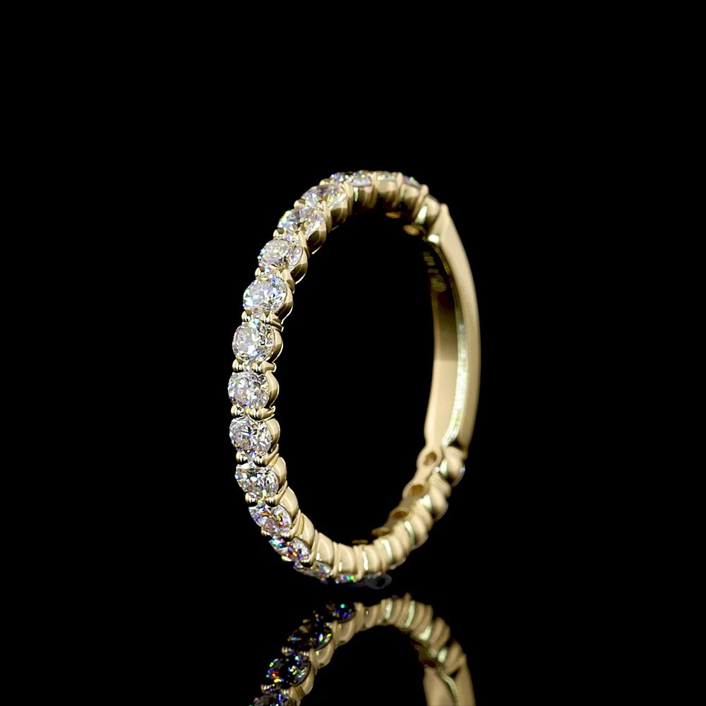 14K Yellow Gold 3/4 Eternity Band with 21 Prong-Set Round Lab Diamonds - 0.84 Total Carat Weight - Covaloro Fine Jewelry