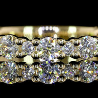 14K Yellow Gold 3/4 Eternity Band with 21 Round Brilliant Cut Lab Diamonds - 0.74 Carat Total Weight, E-F Color, VS Clarity - Covaloro Fine Jewelry