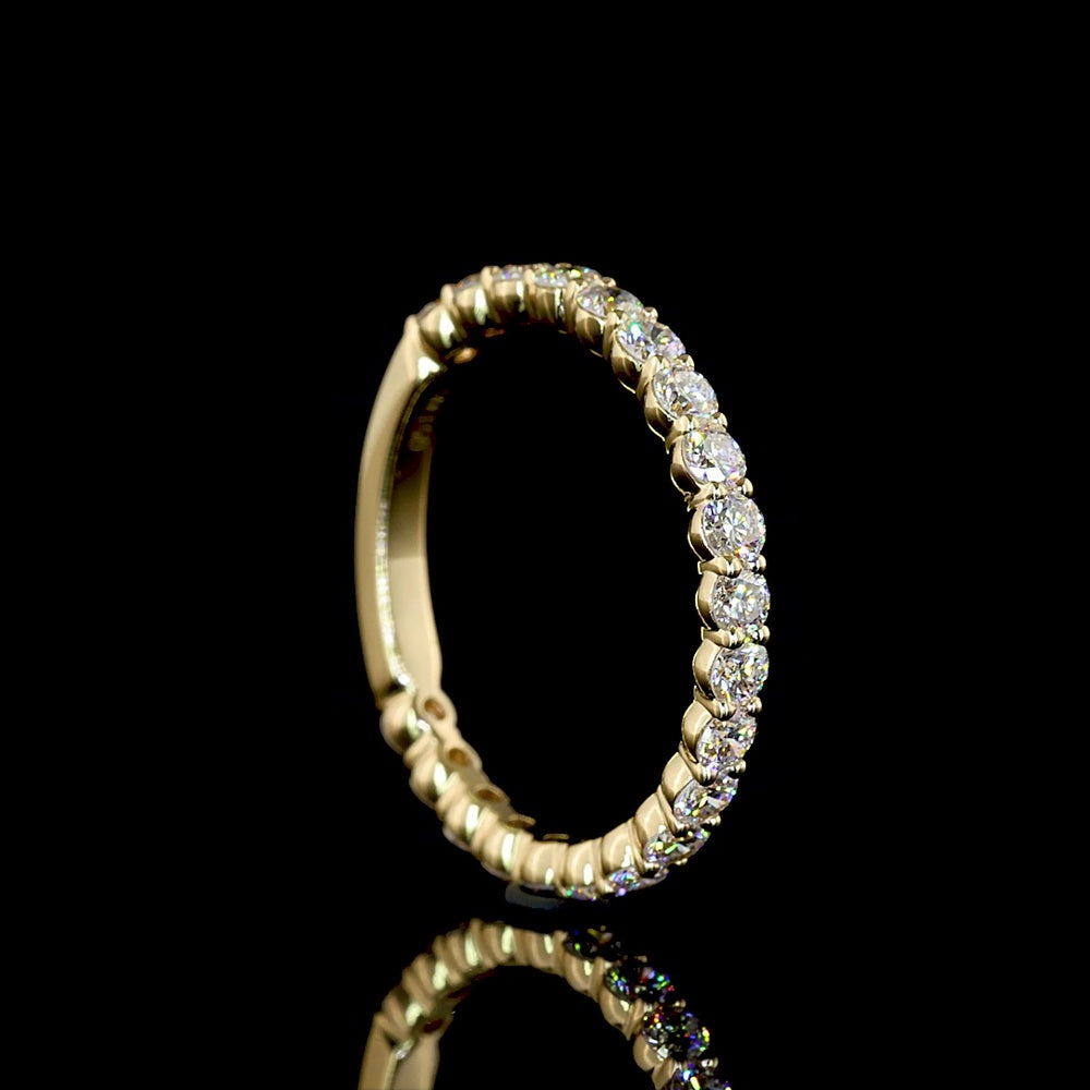 14K Yellow Gold 3/4 Eternity Band with 21 Round Brilliant Cut Lab Diamonds - 0.92 Carat Total Weight - Covaloro Fine Jewelry