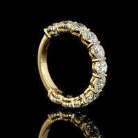 14K Yellow Gold 3/4 Eternity Band with 3.47 Carats Round Brilliant Lab Diamonds in Prong Setting - Covaloro Fine Jewelry