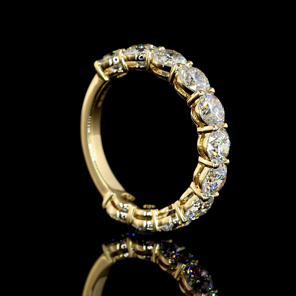 14K Yellow Gold 3/4 Eternity Band with 3.47 Carats Round Brilliant Lab Diamonds in Prong Setting - Covaloro Fine Jewelry