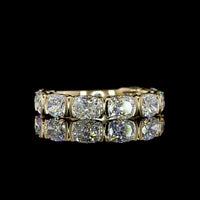 14K Yellow Gold 3/4 Eternity Band with 9 East-West Set Cushion Brilliant Lab Diamonds - 3.39 Carats Total Carat Weight - Covaloro Fine Jewelry